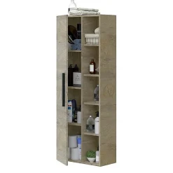 Calicosy Colonne de Salle de Bain - ARKITMOBEL - Athena 1A1G - 51 x 25 x 135 cm - Marron - Montage facile* Colonne De Salle De Bains