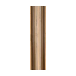 Meublorama Colonne de salle de bain KINOKO 1 porte Finition lattes effet bois naturel et noir L35 x P25 x H140 cm Meuble suspendu