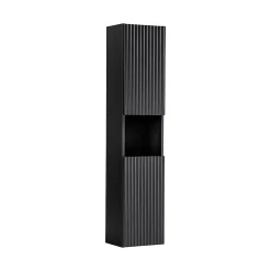 Meublorama Colonne de salle de bain VANO 2 portes et 1 niche Noir mat L30 x P25 x H140 cm Meuble suspendu* Colonne De Salle De Bains