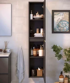 T-Bath Colonne de salle de bain NELI 2 portes 140x30x27 cm gris anthracite* Colonne De Salle De Bains|Meuble De Salle De Bains Faible Profondeur