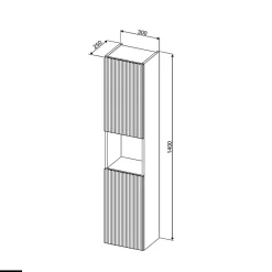Otitec Colonne de salle de bain - 30 x 140 cm - 2 portes - ROSEAU