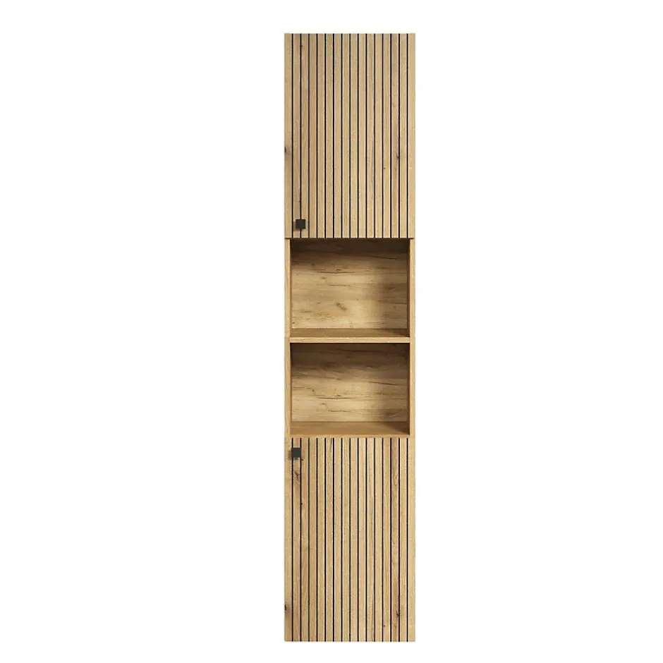 Calicosy Colonne de salle de bain rainurée 2 portes, 2 niches H186 cm - PUREBLISS