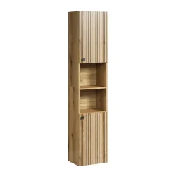 Calicosy Colonne de salle de bain rainurée 2 portes, 2 niches H186 cm - PUREBLISS