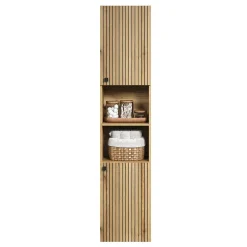 Calicosy Colonne de salle de bain rainurée 2 portes, 2 niches H186 cm - PUREBLISS