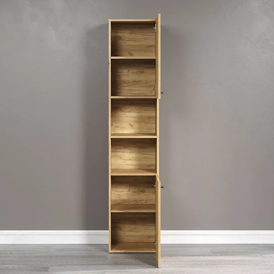 Calicosy Colonne de salle de bain rainurée 2 portes, 2 niches H186 cm - PUREBLISS