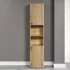 Calicosy Colonne de salle de bain rainurée 2 portes, 2 niches H186 cm - PUREBLISS