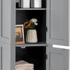 Giantex Colonne de Salle de Bain avec 2 Portes 5 étagères Dispositif Anti basculement Armoire Haute de Toilette Gris