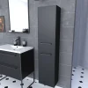 Aurlane Colonne de salle de bain noir 30x35x150 cm avec 2 portes et poignées noir mat - STRUCTURA F050* Colonne De Salle De Bains