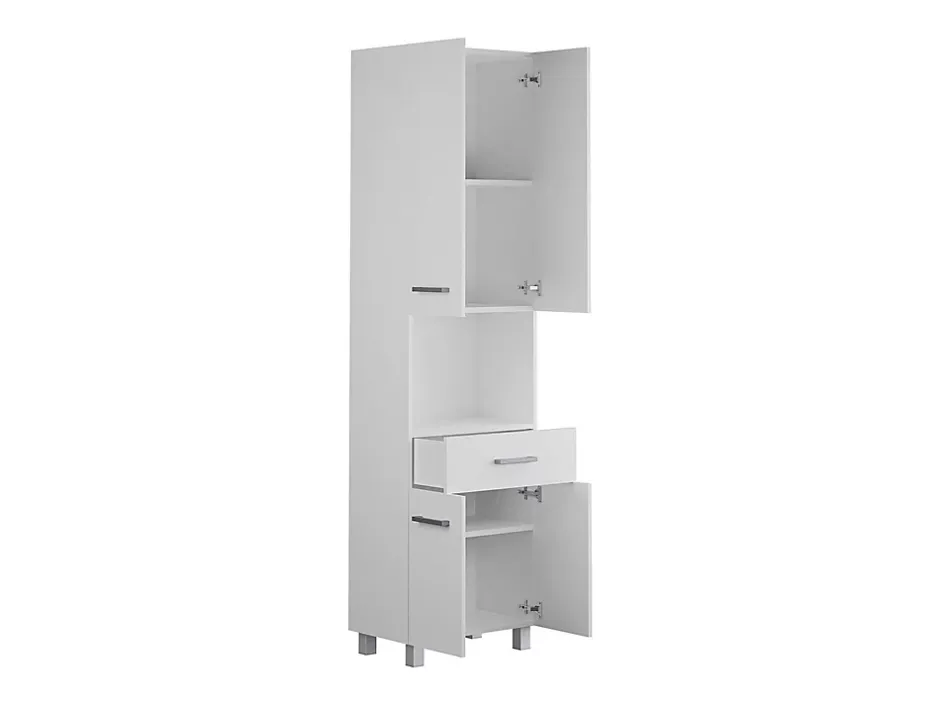 Vente-unique Colonne de salle de bain sur pied - 180 cm - Blanc - MINELA* Colonne De Salle De Bains