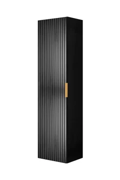 3xE Living Colonne de salle de bain, Noir, 35 x 136 x 27 cm, poignée dorée