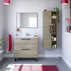 Vs Venta-Stock Colonne de salle de bain Alise 1 porte et 5 trous, couleur ciel d'Alaska* Meuble De Salle De Bains Faible Profondeur