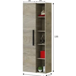 Vs Venta-Stock Colonne de salle de bain Alise 1 porte et 5 trous, couleur ciel d'Alaska* Meuble De Salle De Bains Faible Profondeur