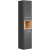 Meublorama Colonne de salle de bain TALOKA 2 portes Gris anthracite et chene clair 170 cm Meuble suspendu