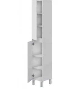 Pegane Colonne de salle de bain avec 2 portes sans poignée coloris blanc - Longueur 30 x Profondeur 35 x Hauteur 182 cm* Colonne De Salle De Bains