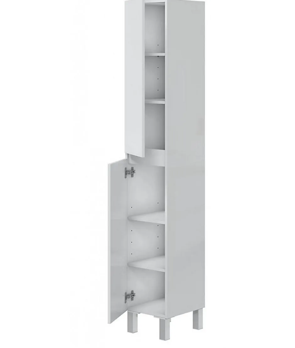 Pegane Colonne de salle de bain avec 2 portes sans poignée coloris blanc - Longueur 30 x Profondeur 35 x Hauteur 182 cm* Colonne De Salle De Bains