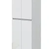 Pegane Colonne de salle de bain avec 4 portes sans poignée coloris blanc - Longueur 60 x Profondeur 35 x Hauteur 182 cm