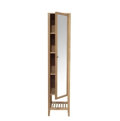 GoodHome Colonne de salle de bains à poser avec miroir placage chêne l.40,2 x H.185 x P.36,1 cm, Perma* Colonne De Salle De Bains
