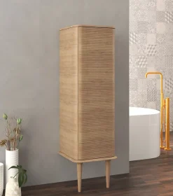 Baden Colonne de salle de bains avec pieds 1 porte H.123 cm, effet chêne tabac, IDRA* Colonne De Salle De Bains