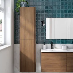 GoodHome Colonne de salle de bains effet noyer 2 portes l.40 x H.160 x P.36 cm Levanna