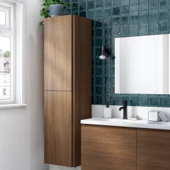 GoodHome Colonne de salle de bains effet noyer 2 portes l.40 x H.160 x P.36 cm Levanna