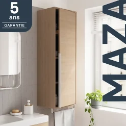 GoodHome Colonne de salle de bains suspendue avec porte-serviettes effet bois l.36 x H.115 x P.30 cm, Maza