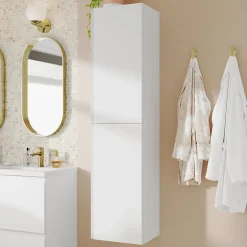 GoodHome Colonne de salle de bains blanc mat 2 portes l.40 x H.160 x P.36 cm Levanna