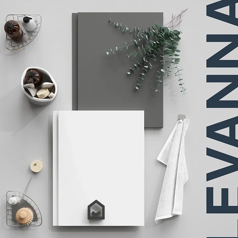 GoodHome Colonne de salle de bains blanc mat 2 portes l.40 x H.160 x P.36 cm Levanna