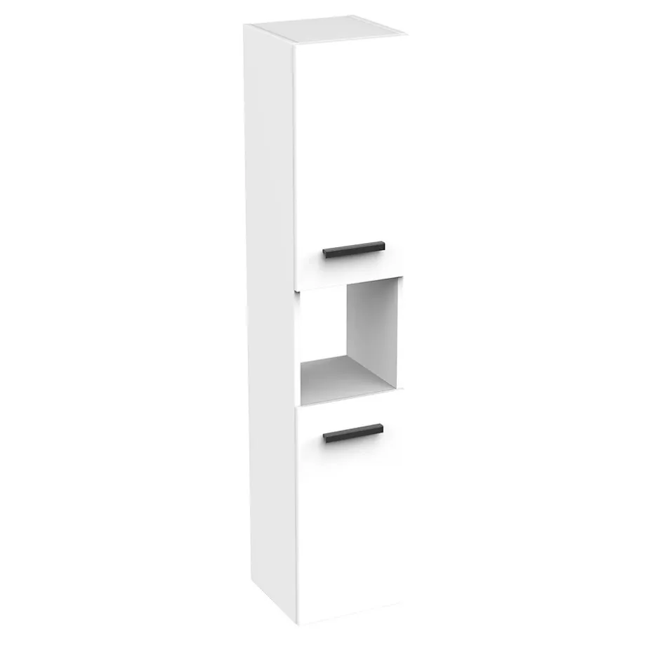 Futurbath Colonne de salle de bains suspendue blanche l.30 x H.150 x P.30 cm, 2 portes amorties et 1 niche, Pedro* Colonne De Salle De Bains