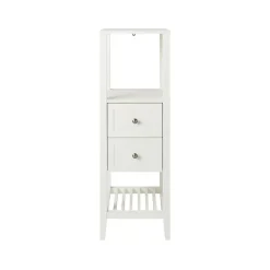 GoodHome Colonne de salle de bains à poser 2 tiroirs et 2 niches blanc mat L.40 x H.120 x P.36 cm, Perma