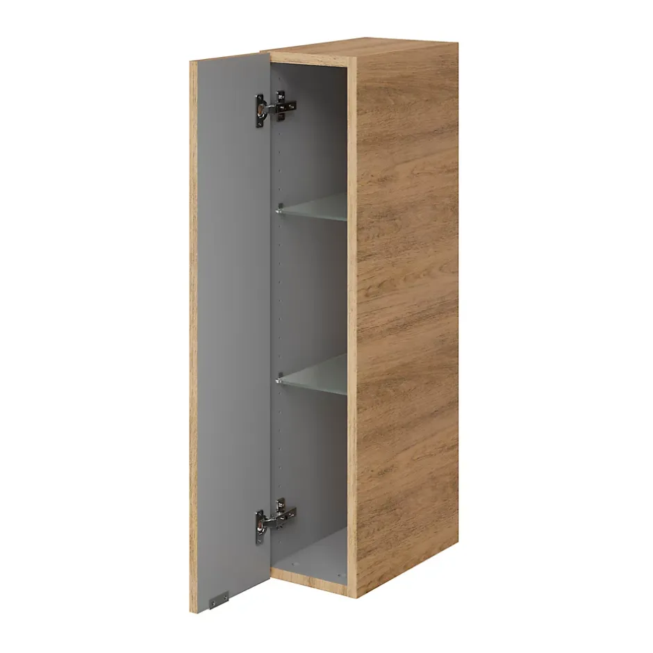 GoodHome Colonne de salle de bains suspendue faible largeur effet chêne l.20 x H.90 x P.36 cm, Imandra* Colonne De Salle De Bains|Meuble De Salle De Bains Faible Profondeur