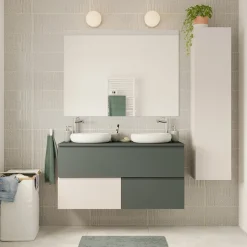 GoodHome Colonne de salle de bains l.35 x H.150 x P.30 cm beige cachemire Kentia