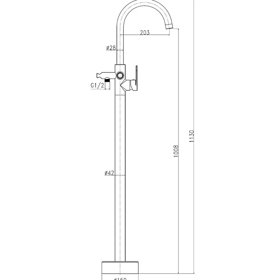 Essebagno Colonne de sol mécanique cuivre brossé pour baignoire ilot Charme II