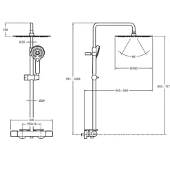 Jacob Delafon Colonne douche thermostatique Metro 3 jets, économie d'eau, noir mat* Colonne De Douche Thermostatique