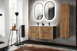 Otitec Colonne haute - 35 x 140 cm - 1 porte - Chêne Wotan - WOTANIA* Armoire De Salle De Bains