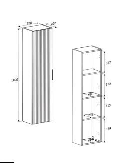 Otitec Colonne haute - 35 x 140 cm - 1 porte - Chêne Wotan - WOTANIA* Armoire De Salle De Bains
