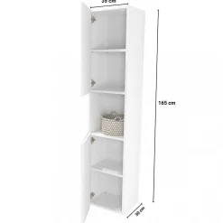 Bb Loisir Colonne Meuble Salle de bain 165x35x30cm 2 portes blanc COLO à fixer au mur* Colonne De Salle De Bains