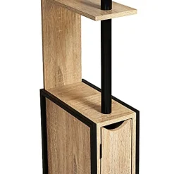 Nature Pro Colonne Meuble Wc Salle de Bain 2 Portes en Bois Design Industriel Marron 3 Etagères Toilettes* Meuble Wc