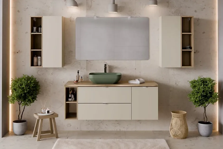 Furnidea Colonne murale ouverte pour salle de bains DALIA chêne cremona 20 x 80 cm* Colonne De Salle De Bains