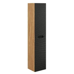 Petits-Meubles Colonne murale salle de bain 2 portes Elora Noir et bois