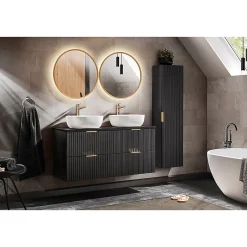 Petits-Meubles Colonne murale salle de bain 1 porte Adriel Noir