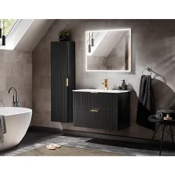 Petits-Meubles Colonne murale salle de bain 1 porte Adriel Noir