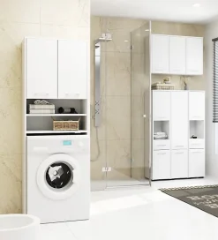 3xE Living Colonne salle de bain, 2 armoires, 140 x 30 x 30 cm, blanc mat