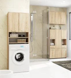 3xE Living Colonne salle de bain, 2 armoires, 140 x 30 x 30 cm, chêne sonoma
