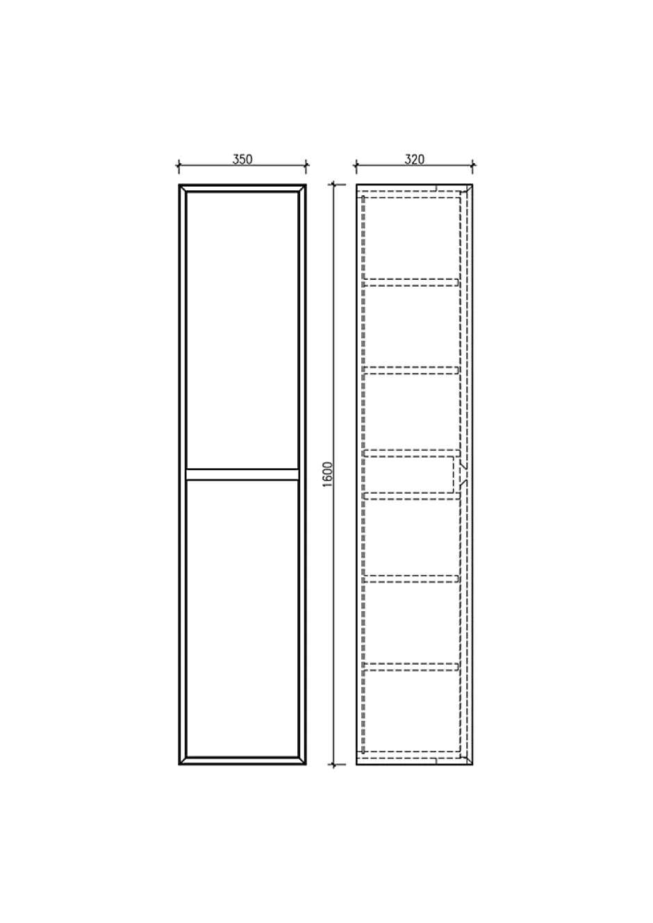 Jindoli Colonne salle de bain 160 cm chêne brun Aquaroca