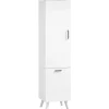 Homcom Colonne salle de bain - porte, 2 étagères, panier à linge - dim. 35 x 31,5 x 144 cm - blanc* Colonne De Salle De Bains