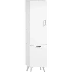 Homcom Colonne salle de bain - porte, 2 étagères, panier à linge - dim. 35 x 31,5 x 144 cm - blanc* Colonne De Salle De Bains