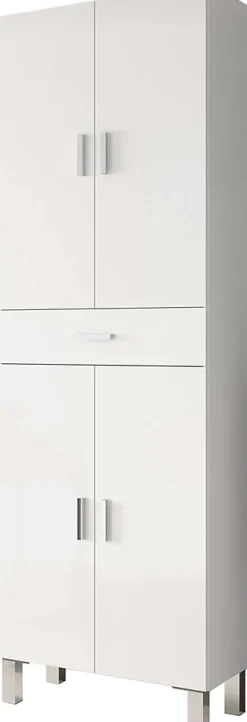 Pegane Colonne salle de bain avec 4 Portes coloris blanc brillant - 182 x 60 x 29 cm