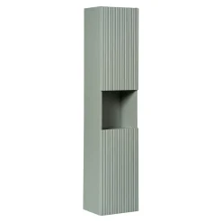 Meublorama Colonne salle de bain ELVINA 2 portes H140 cm Coloris vert sauge pastel Meuble suspendu* Colonne De Salle De Bains