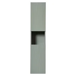 Meublorama Colonne salle de bain ELVINA 2 portes H140 cm Coloris vert sauge pastel Meuble suspendu* Colonne De Salle De Bains