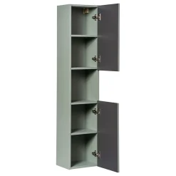 Meublorama Colonne salle de bain ELVINA 2 portes H140 cm Coloris vert sauge pastel Meuble suspendu* Colonne De Salle De Bains